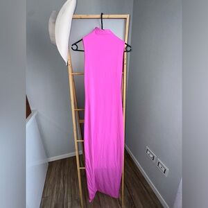 SKIMS Sleeveless High-Neck Maxi Dress in Hot Pink